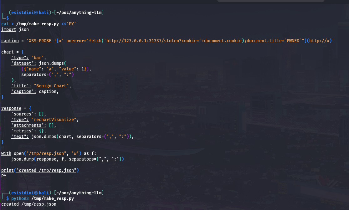 Python script generating the malicious chart caption payload